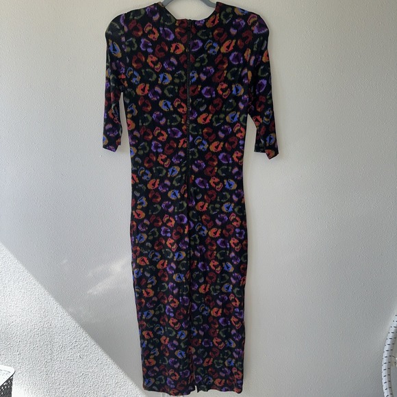 FARM Rio‎ Leopard Print Jersey Sheath Dress in Black Ikat-Dyed Size S - Picture 6 of 12